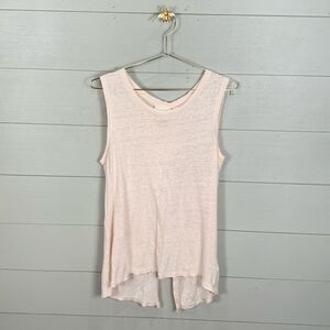 Cynthia Rowley light baby pink 100% linen sleeveless teeshirt with back bow